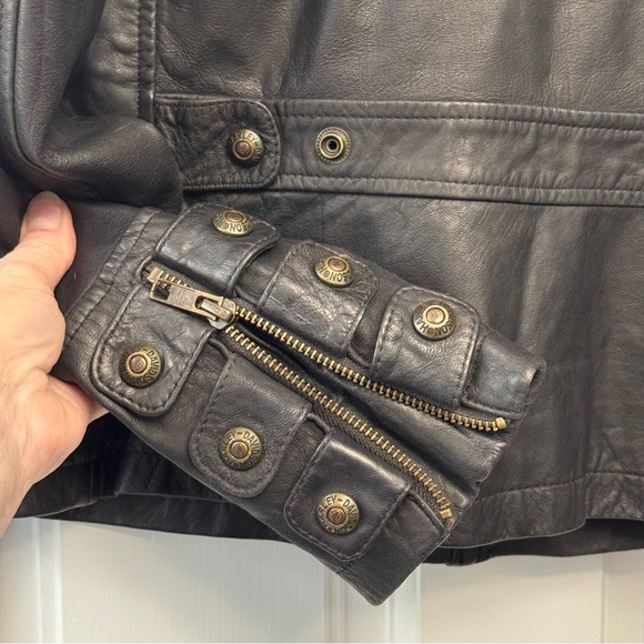 Harley-Davidson Women’s Brown Gray Goatskin Leather Jacket Fur Trim Hood Medium - Picture 5 of 16